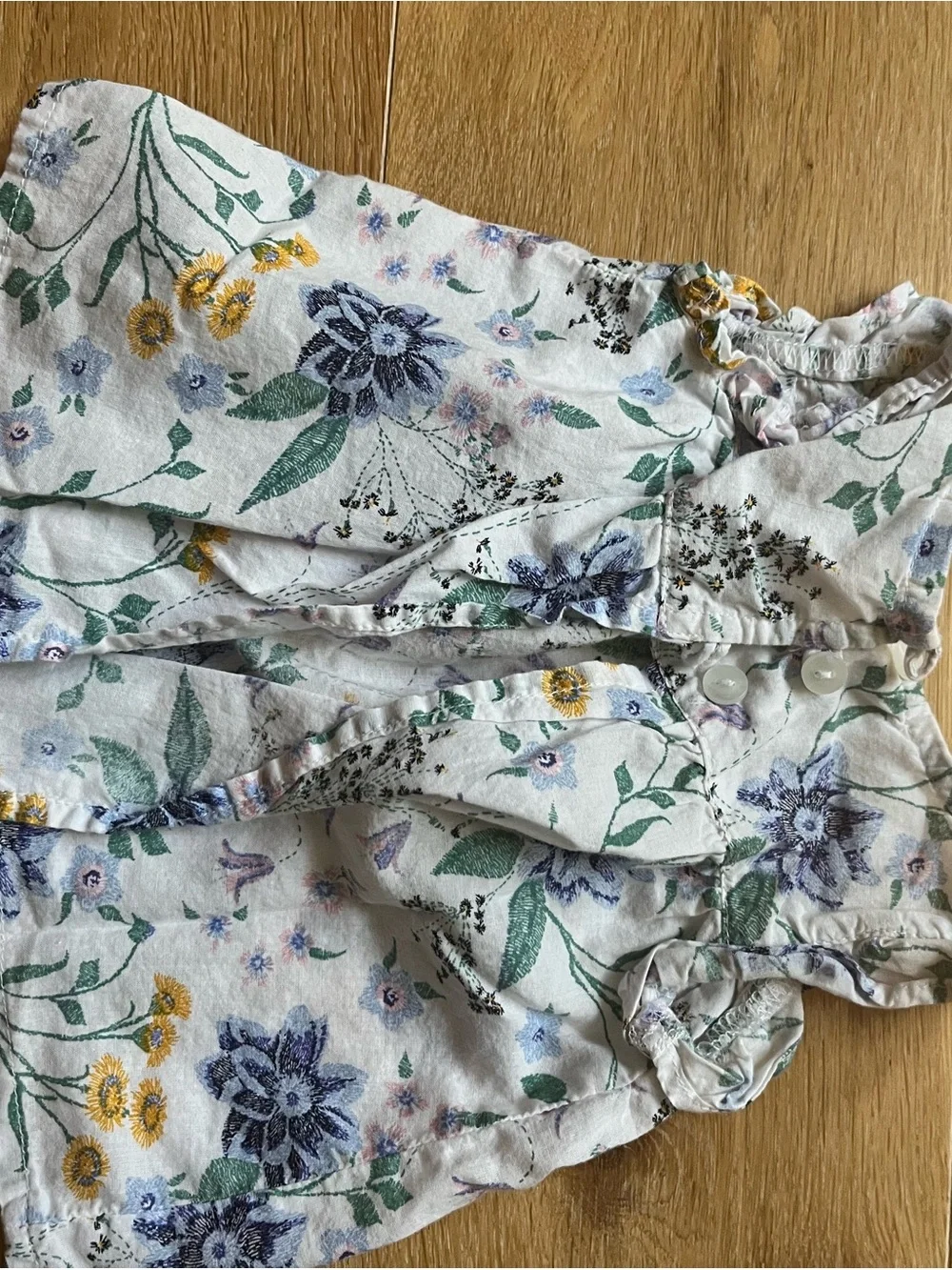 Old Navy Baby Floral Sleeveless Dress - White with Blue, Yellow & Green Print